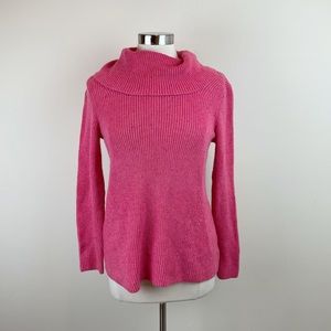 Talbots Pink Turtleneck Cowl Neck Knit Sweater Women Small Petite Long Sleeves